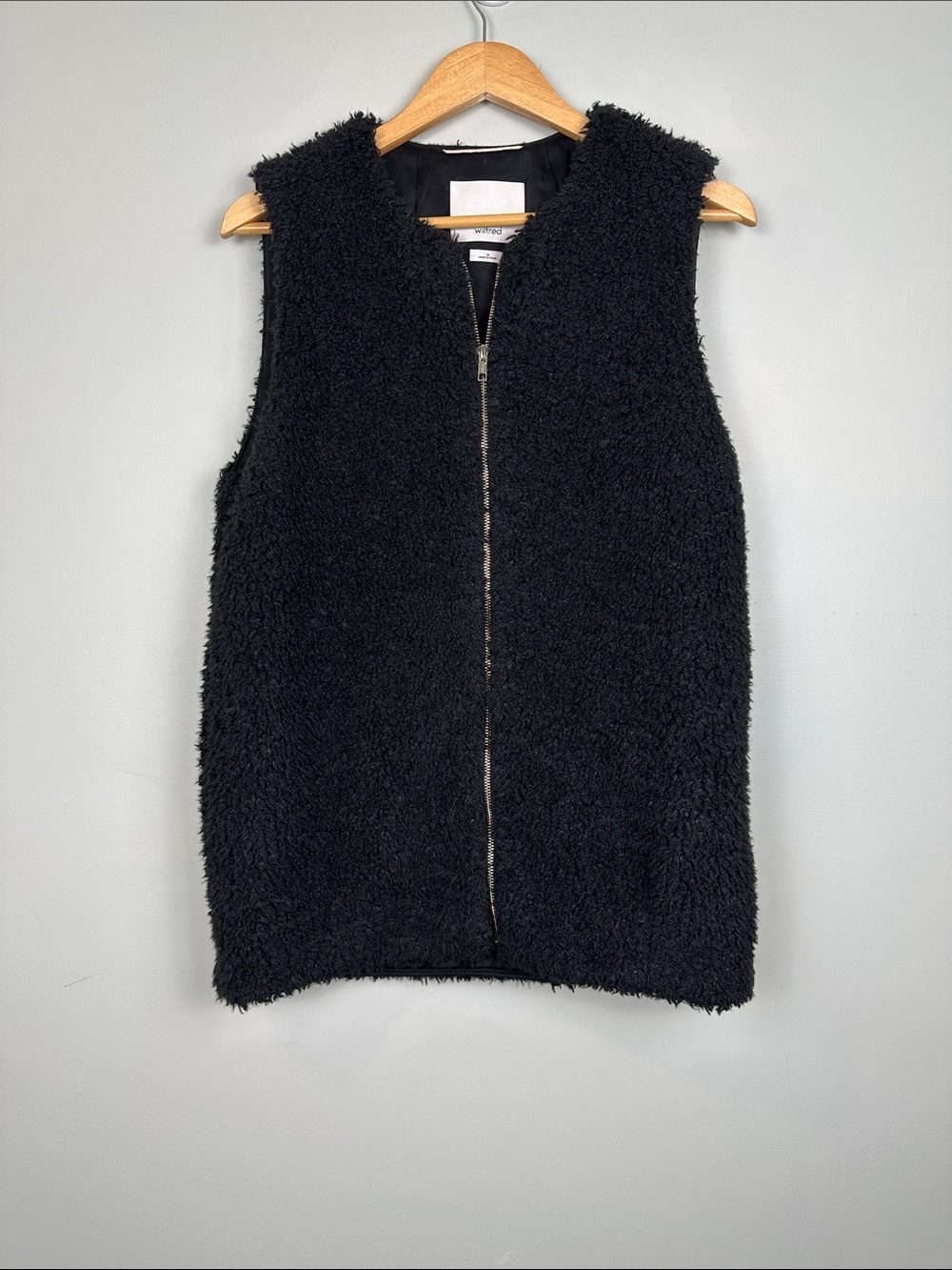 107. Wilfred faux Sherpa black vest.
